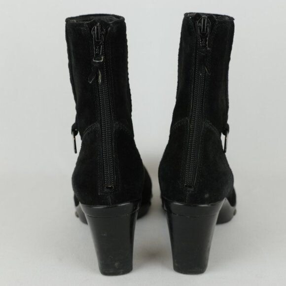 Stuart Weitzman Women's Size 6 Black Suede Studded Zip Up Heeled Boots - Picture 4 of 10